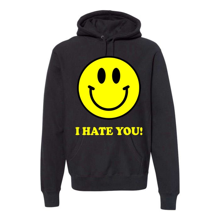 I Hate You Funny Smiley Face Emoji Premium Hoodie