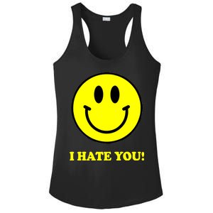 I Hate You Funny Smiley Face Emoji Ladies PosiCharge Competitor Racerback Tank