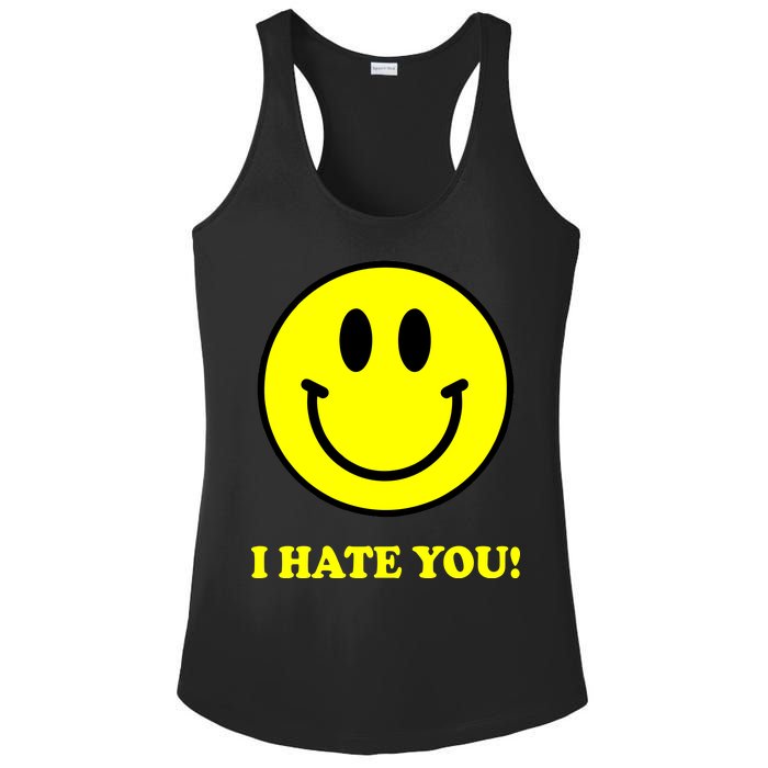 I Hate You Funny Smiley Face Emoji Ladies PosiCharge Competitor Racerback Tank