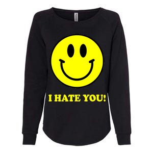 I Hate You Funny Smiley Face Emoji Womens California Wash Sweatshirt