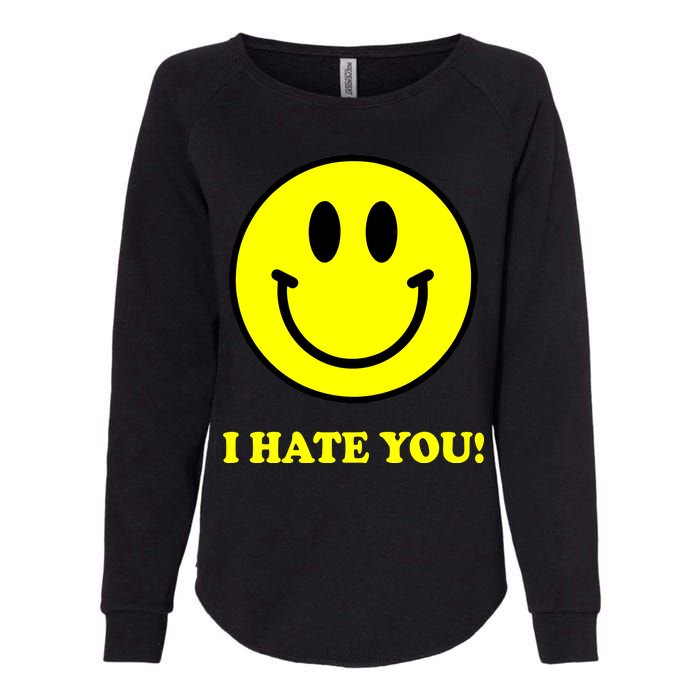 I Hate You Funny Smiley Face Emoji Womens California Wash Sweatshirt