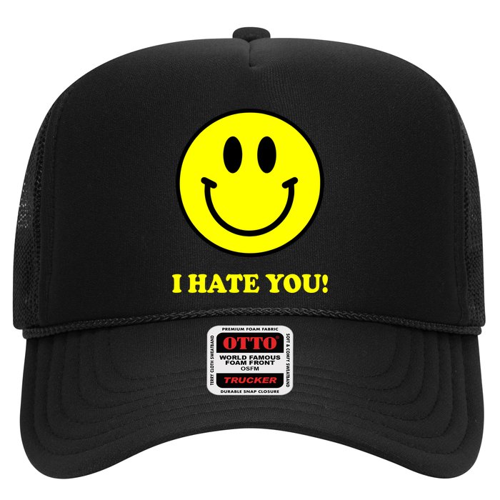 I Hate You Funny Smiley Face Emoji Trucker Hat