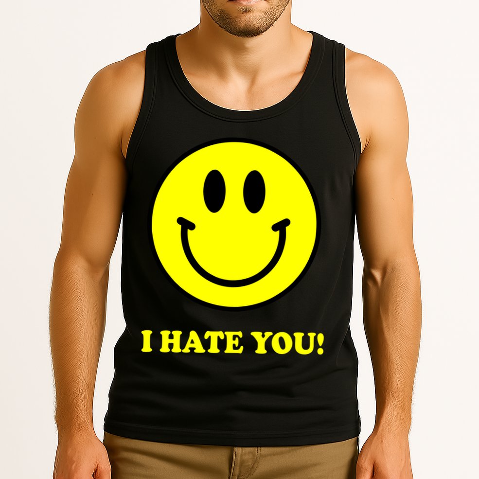 I Hate You Funny Smiley Face Emoji Tank Top