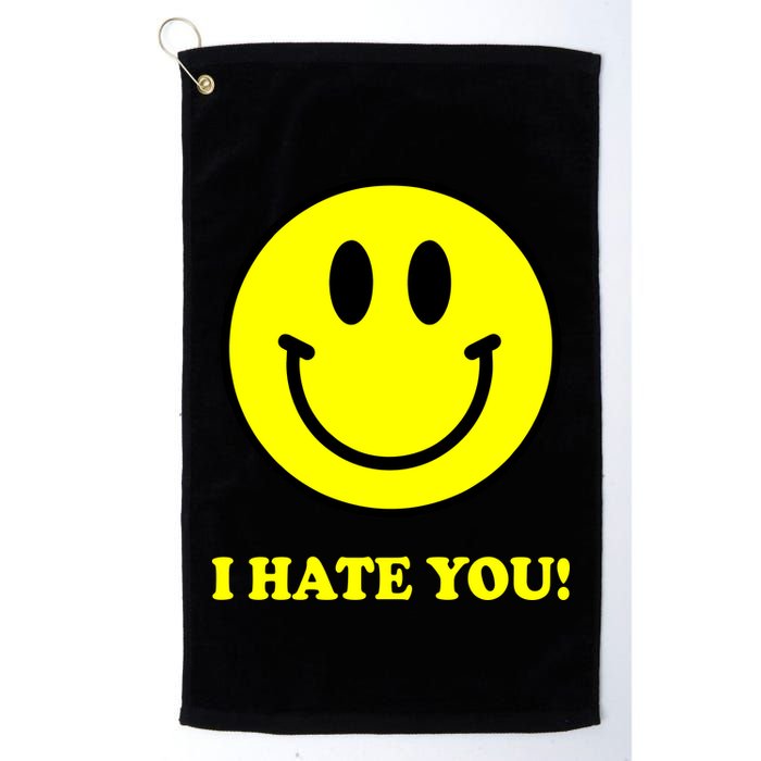 I Hate You Funny Smiley Face Emoji Golf Towel