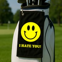 I Hate You Funny Smiley Face Emoji Golf Towel