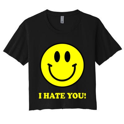 I Hate You Funny Smiley Face Emoji Crop Top