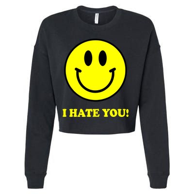 I Hate You Funny Smiley Face Emoji Cropped Pullover Crew