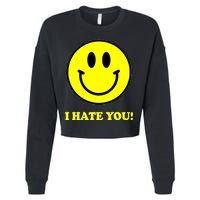 I Hate You Funny Smiley Face Emoji Cropped Pullover Crew