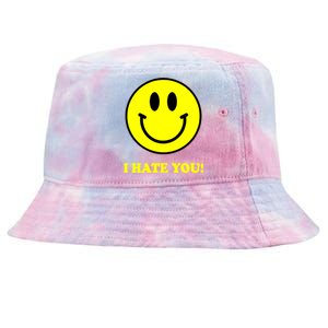 I Hate You Funny Smiley Face Emoji Tie-Dyed Bucket Hat