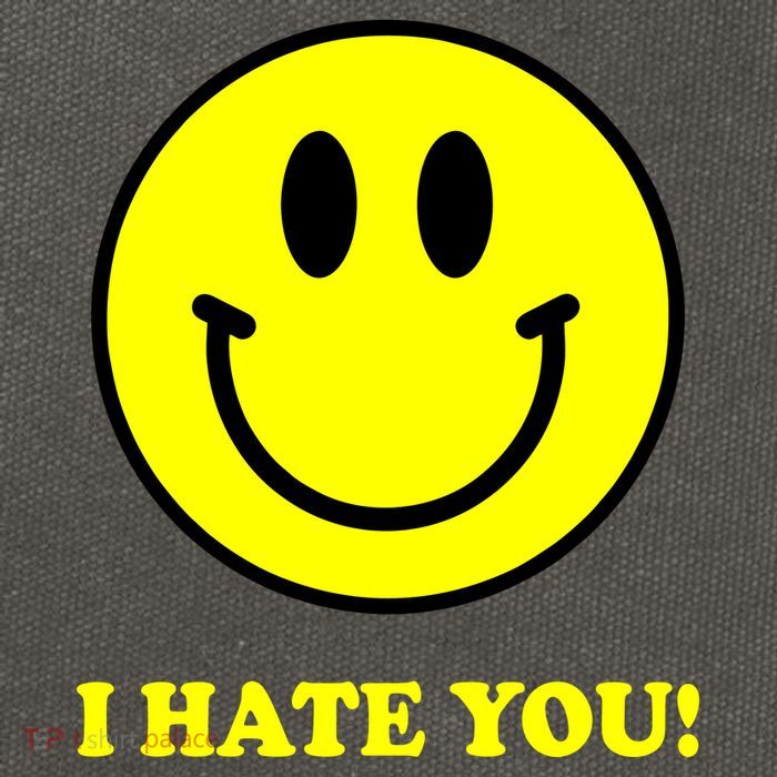 I Hate You Funny Smiley Face Emoji Cotton Canvas Backpack