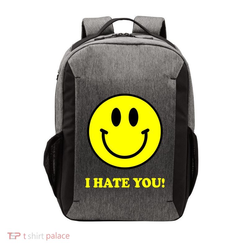 I Hate You Funny Smiley Face Emoji Vector Backpack