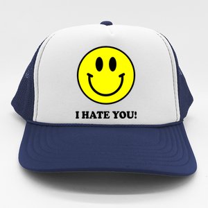 I Hate You Funny Smiley Face Emoji Trucker Hat