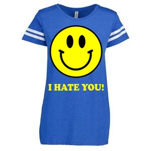 I Hate You Funny Smiley Face Emoji Enza Ladies Jersey Football T-Shirt