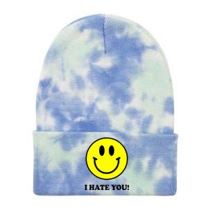 I Hate You Funny Smiley Face Emoji Tie Dye 12in Knit Beanie