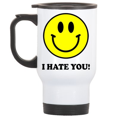 I Hate You Funny Smiley Face Emoji Stainless Steel Travel Mug