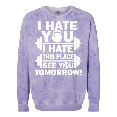 I Hate You This Place See You Tomorrow! Colorblast Crewneck Sweatshirt