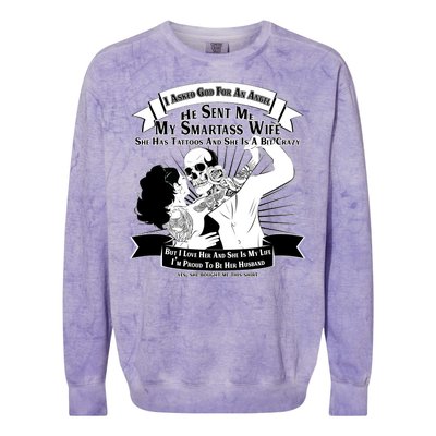 I Have A My Smartass Tattooed Wife  Colorblast Crewneck Sweatshirt