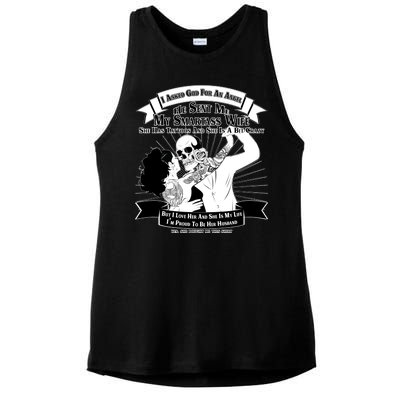 I Have A My Smartass Tattooed Wife  Ladies PosiCharge Tri-Blend Wicking Tank