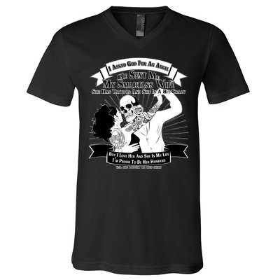 I Have A My Smartass Tattooed Wife  V-Neck T-Shirt