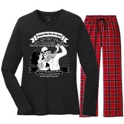 I Have A My Smartass Tattooed Wife  Women's Long Sleeve Flannel Pajama Set 