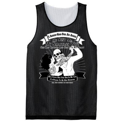 I Have A My Smartass Tattooed Wife  Mesh Reversible Basketball Jersey Tank