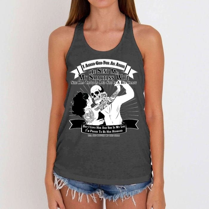 I Have A My Smartass Tattooed Wife  Women's Knotted Racerback Tank