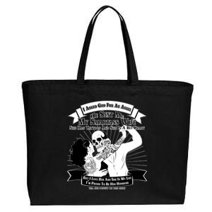 I Have A My Smartass Tattooed Wife  Cotton Canvas Jumbo Tote