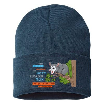 I Have A Structured Settlement Need Trash Now Funny Sustainable Knit Beanie