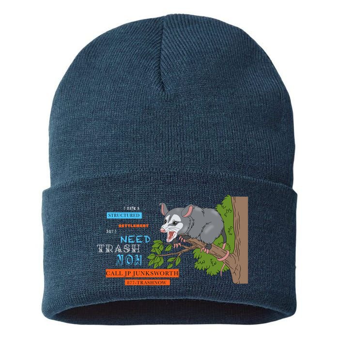 I Have A Structured Settlement Need Trash Now Funny Sustainable Knit Beanie