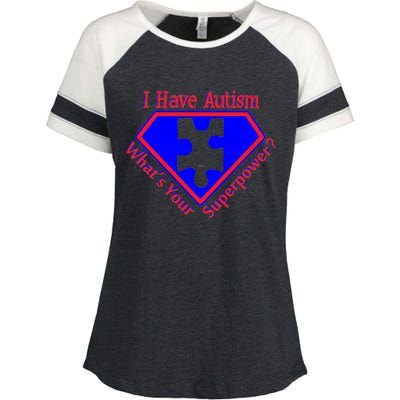 I Have Autism What's Your Super Power Enza Ladies Jersey Colorblock Tee