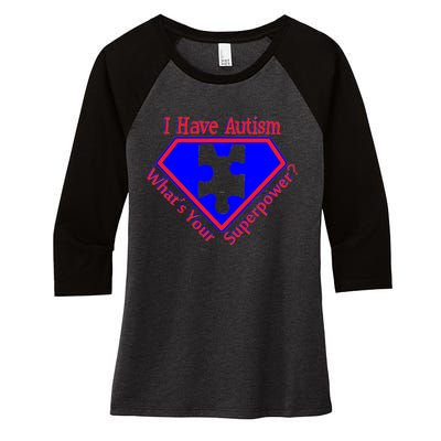 I Have Autism What's Your Super Power Women's Tri-Blend 3/4-Sleeve Raglan Shirt