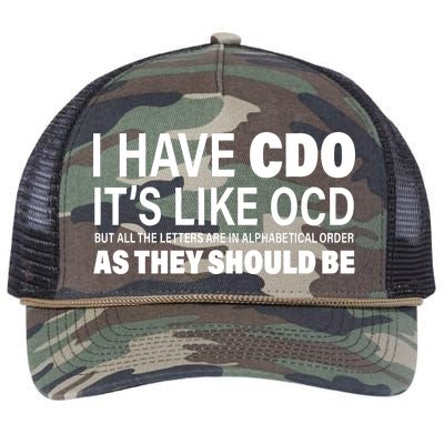 I Have CDO Its Like OCD But In Alphabetical Order Retro Rope Trucker Hat Cap