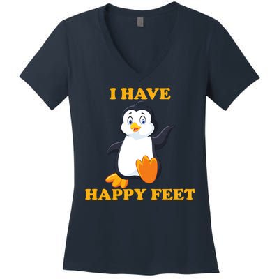I Have Happy Feet Women's V-Neck T-Shirt
