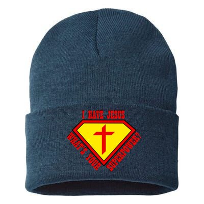 I have Jesus What's Your Superpower Sustainable Knit Beanie