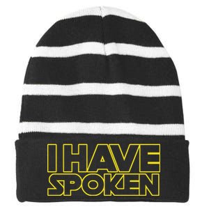 I Have Spoken Movie Slogan Striped Beanie with Solid Band