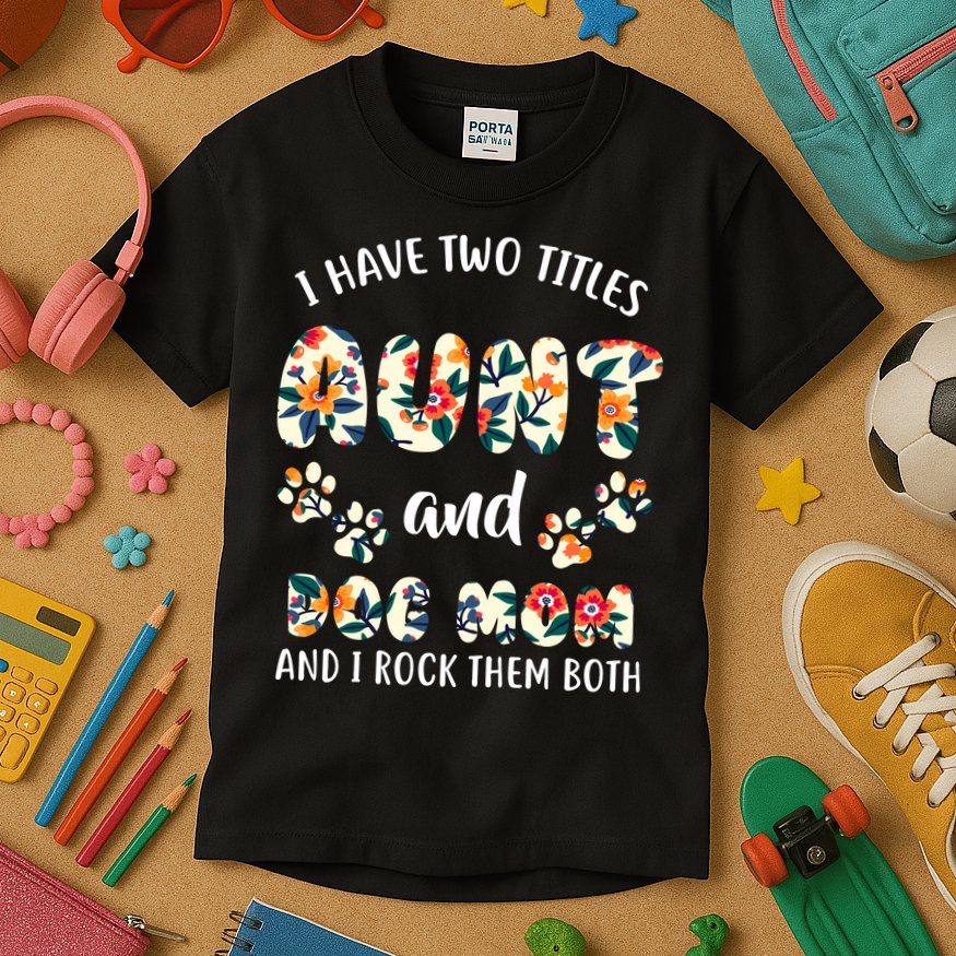 I Have Two Titles Aunt And Dog Mom Kids T-Shirt