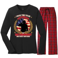 I Have Two Titles Veteran And Retirement Women's Long Sleeve Flannel Pajama Set 