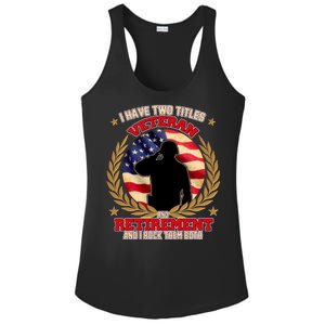 I Have Two Titles Veteran And Retirement Ladies PosiCharge Competitor Racerback Tank