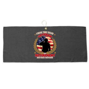 I Have Two Titles Veteran And Retirement Large Microfiber Waffle Golf Towel