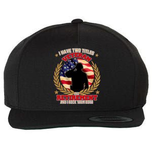 I Have Two Titles Veteran And Retirement Wool Snapback Cap