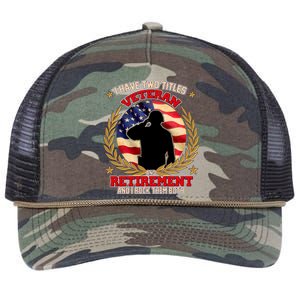 I Have Two Titles Veteran And Retirement Retro Rope Trucker Hat Cap