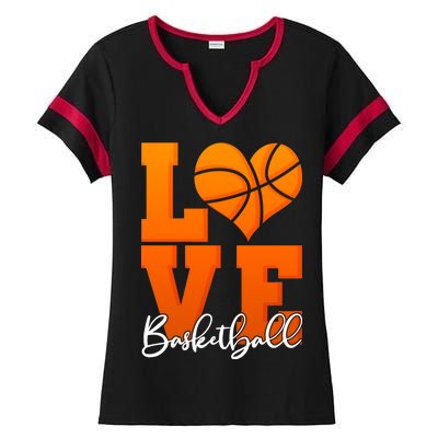 I Heart Basketball Ladies Halftime Notch Neck Tee