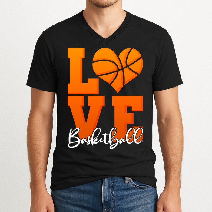 I Heart Basketball V-Neck T-Shirt