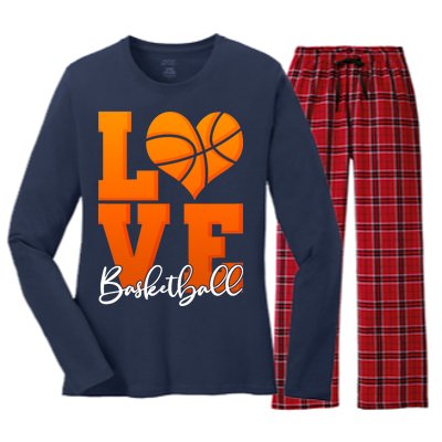 I Heart Basketball Women's Long Sleeve Flannel Pajama Set 