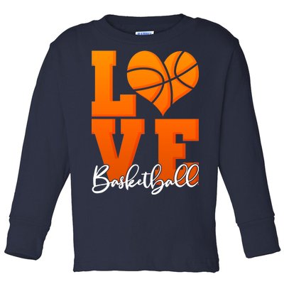 I Heart Basketball Toddler Long Sleeve Shirt