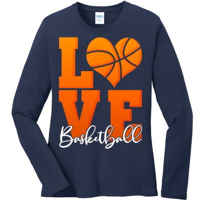 I Heart Basketball Ladies Long Sleeve Shirt