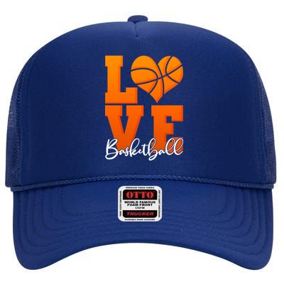 I Heart Basketball High Crown Mesh Back Trucker Hat