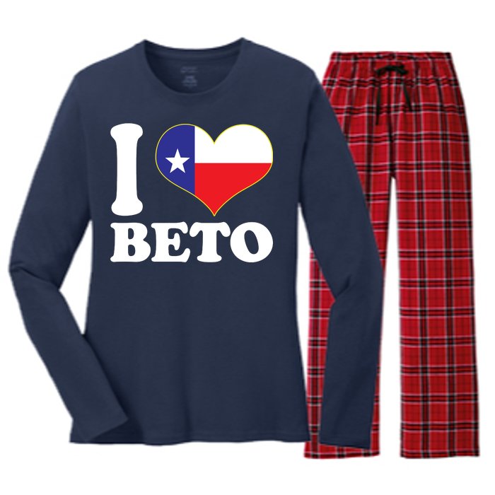 I Heart Beto Women's Long Sleeve Flannel Pajama Set 