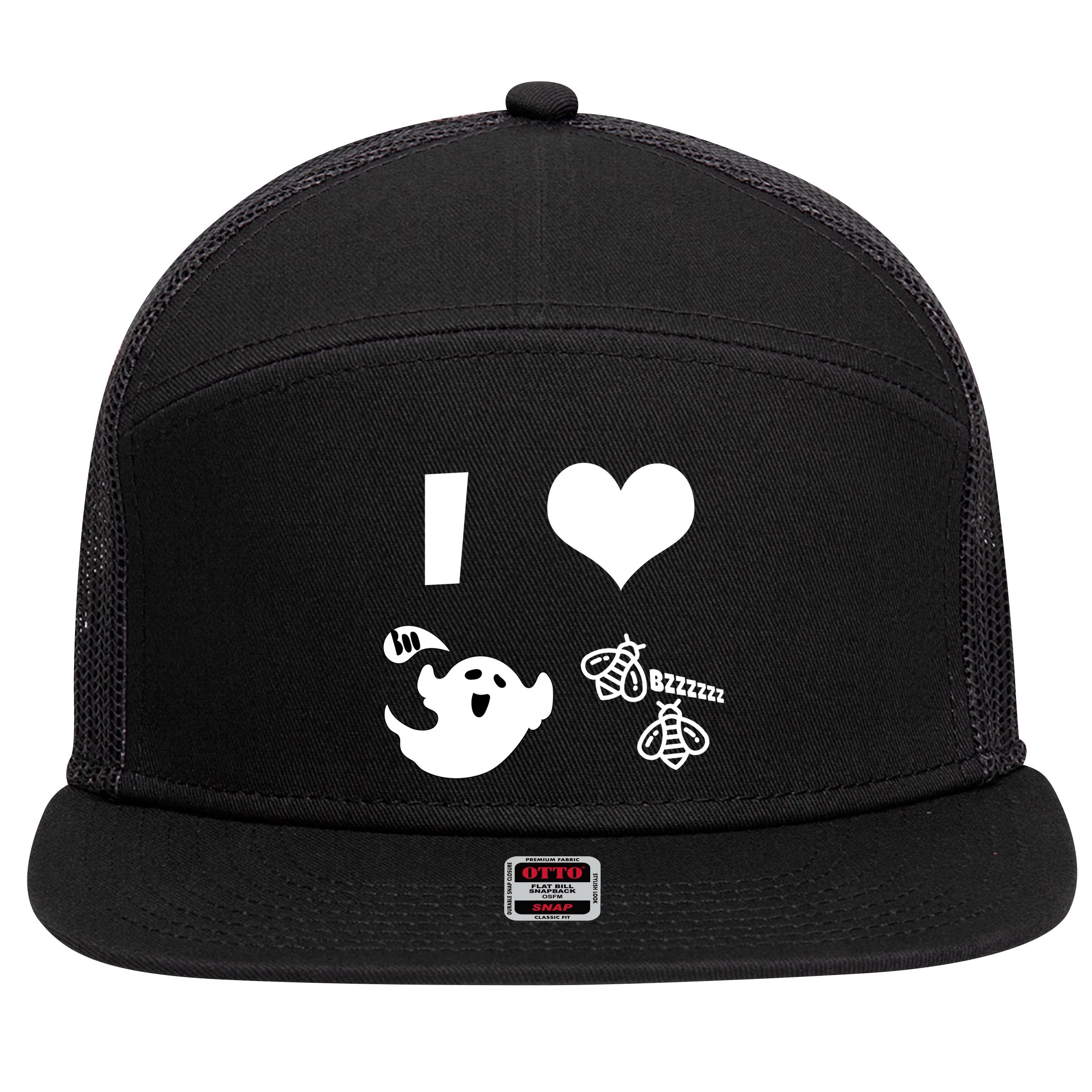 I Heart Boo Beez 7 Panel Mesh Trucker Snapback Hat