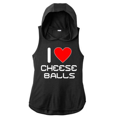 I Heart Cheese Balls Ladies PosiCharge Tri-Blend Wicking Draft Hoodie Tank